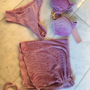 3 piece velvet bikini set